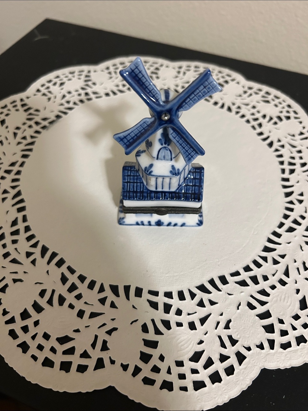 Delft Blue Ceramic Windmill jewelry box